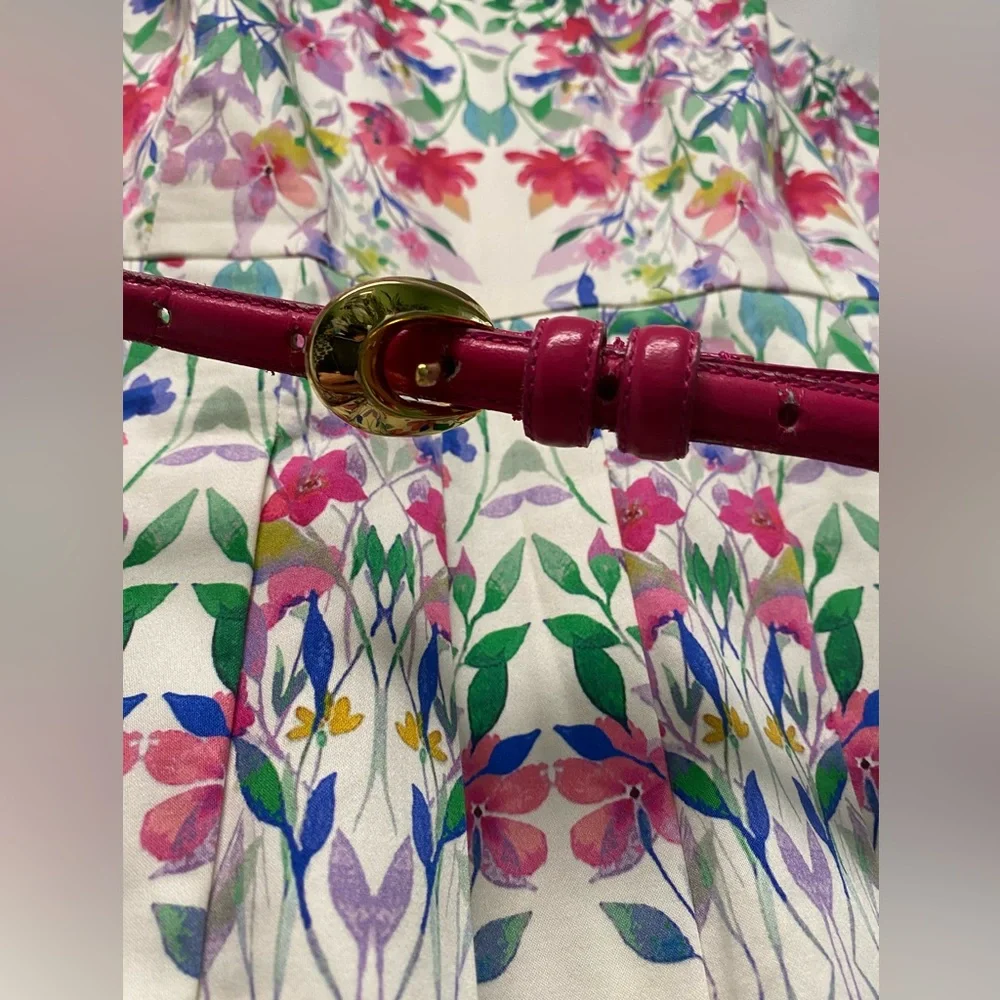Talbots Floral Kaleidoscope Print Dress With Belt Size 8 - Picture 3 of 7